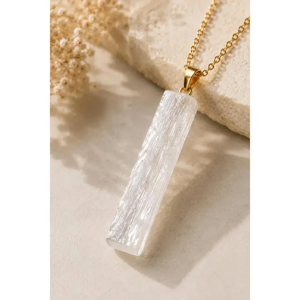 Clear Horizon Selenite Pendant Necklace